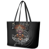 Mokomoko Tribe Eastern Highlands Province Leather Tote Bag Papua New Guinea Indigenous Pattern LT9 - Polynesian Pride