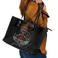Mokomoko Tribe Eastern Highlands Province Leather Tote Bag Papua New Guinea Indigenous Pattern LT9 - Polynesian Pride