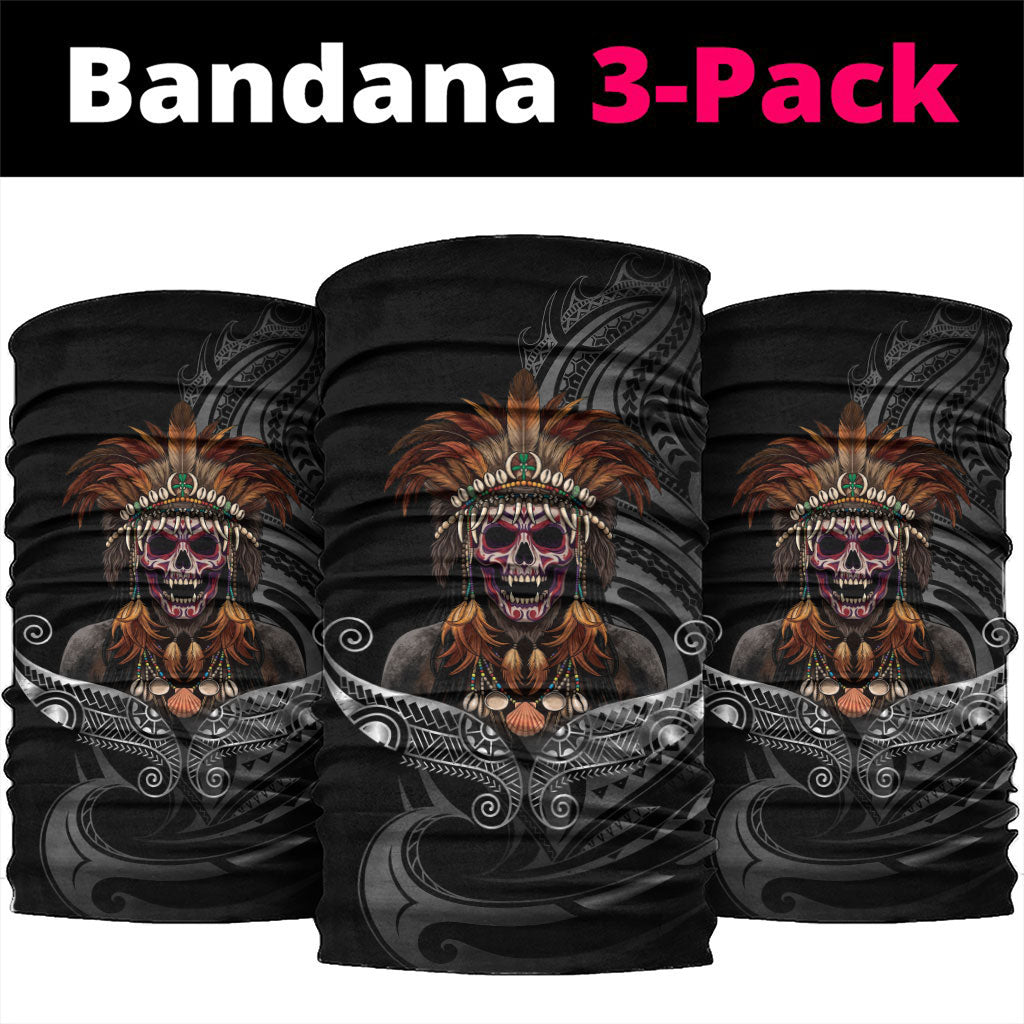 Mokomoko Tribe Eastern Highlands Province Neck Gaiter Papua New Guinea Indigenous Pattern LT9 package One Size: 25*50cm Black - Polynesian Pride