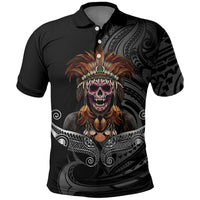 Mokomoko Tribe Eastern Highlands Province Polo Shirt Papua New Guinea Indigenous Pattern LT9 Black - Polynesian Pride