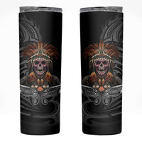 Mokomoko Tribe Eastern Highlands Province Skinny Tumbler Papua New Guinea Indigenous Pattern LT9 Black - Polynesian Pride