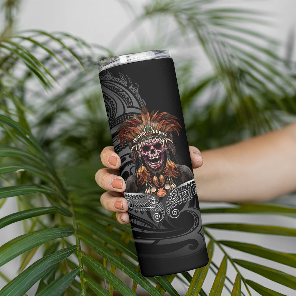 Mokomoko Tribe Eastern Highlands Province Skinny Tumbler Papua New Guinea Indigenous Pattern LT9 - Polynesian Pride