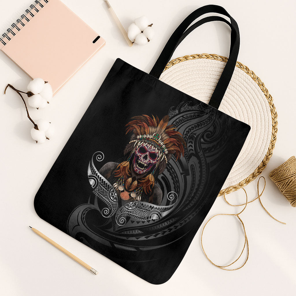 Mokomoko Tribe Eastern Highlands Province Tote Bag Papua New Guinea Indigenous Pattern LT9 Black Strap One Size Black - Polynesian Pride