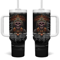 Mokomoko Tribe Eastern Highlands Province Tumbler With Handle Papua New Guinea Indigenous Pattern LT9 One Size: 40 oz Black - Polynesian Pride