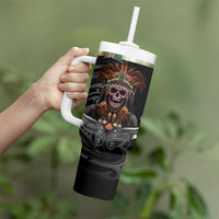 Mokomoko Tribe Eastern Highlands Province Tumbler With Handle Papua New Guinea Indigenous Pattern LT9 - Polynesian Pride