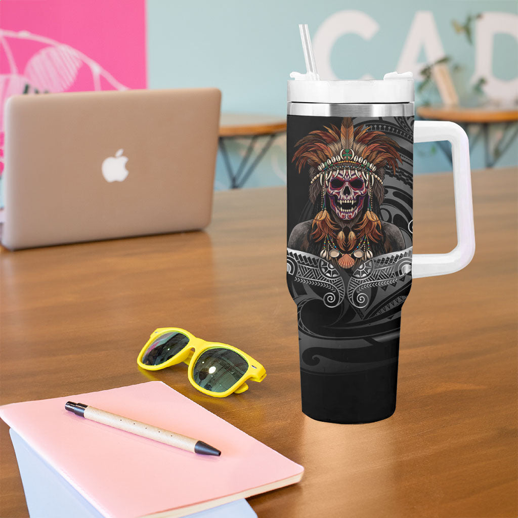 Mokomoko Tribe Eastern Highlands Province Tumbler With Handle Papua New Guinea Indigenous Pattern LT9 - Polynesian Pride