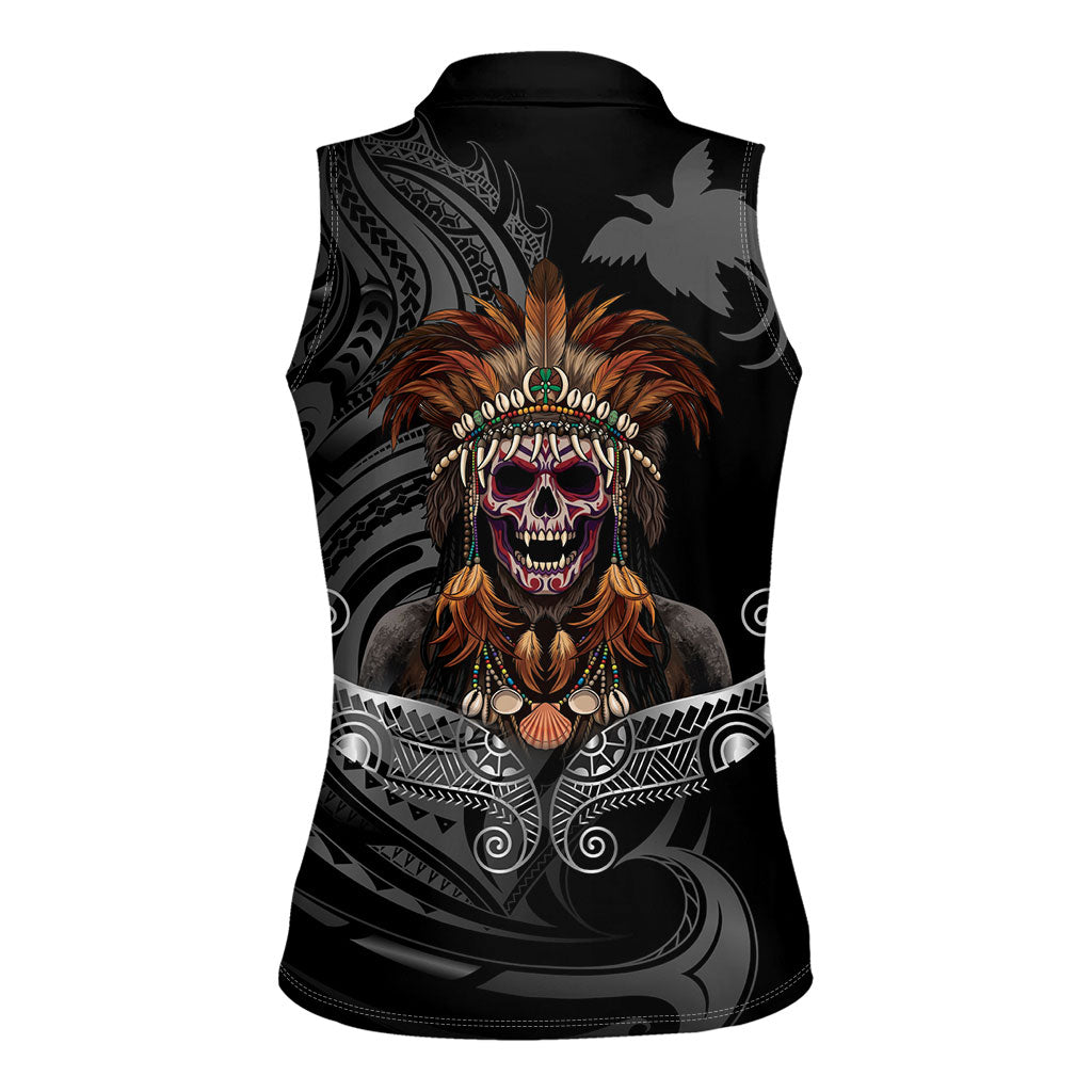 Mokomoko Tribe Eastern Highlands Province Women Sleeveless Polo Shirt Papua New Guinea Indigenous Pattern LT9 - Polynesian Pride
