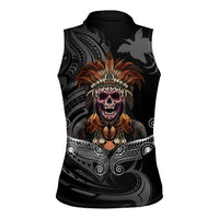 Mokomoko Tribe Eastern Highlands Province Women Sleeveless Polo Shirt Papua New Guinea Indigenous Pattern LT9 - Polynesian Pride