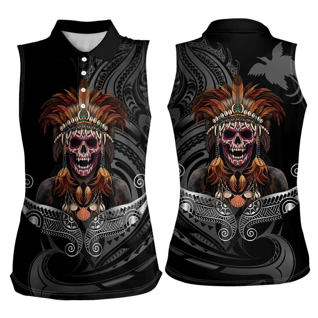 Mokomoko Tribe Eastern Highlands Province Women Sleeveless Polo Shirt Papua New Guinea Indigenous Pattern LT9 - Polynesian Pride