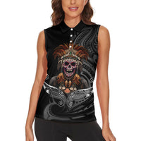 Mokomoko Tribe Eastern Highlands Province Women Sleeveless Polo Shirt Papua New Guinea Indigenous Pattern LT9 - Polynesian Pride