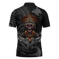 Mokomoko Tribe Eastern Highlands Province Zipper Polo Shirt Papua New Guinea Indigenous Pattern LT9 - Polynesian Pride