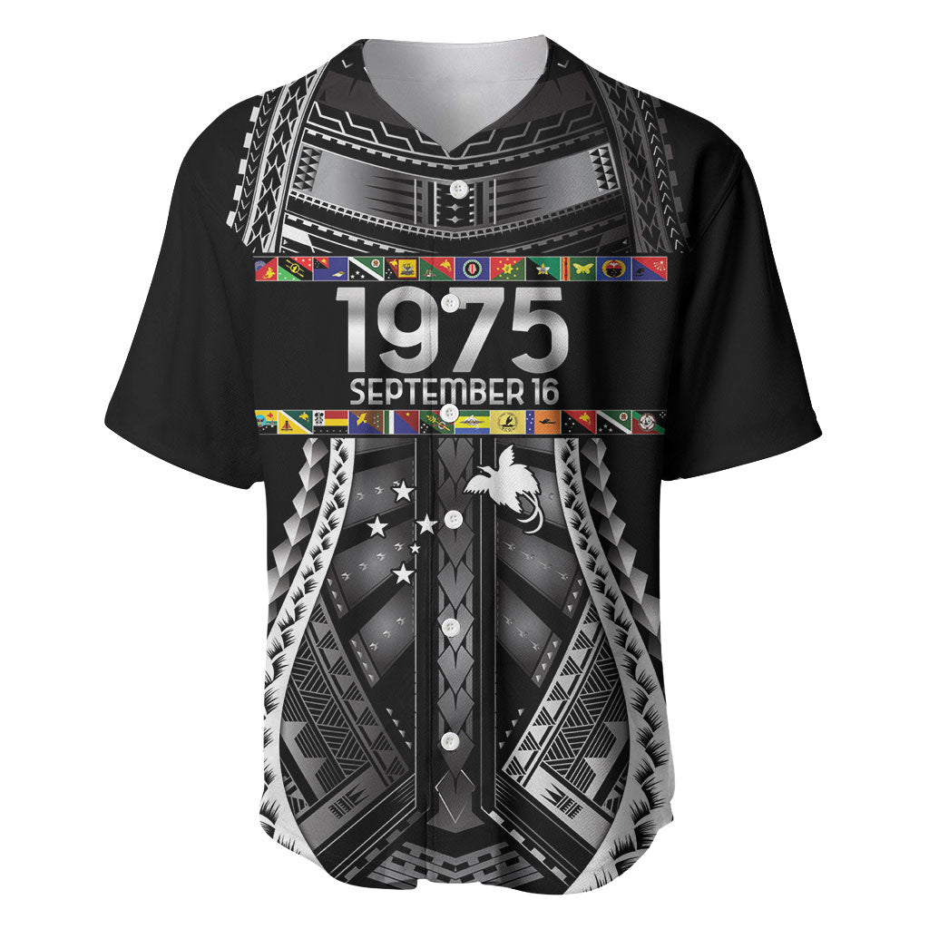 Independen Stet bilong Papua Niugini 1975 Baseball Jersey Black Tribal Papua New Guinea Province Flag LT9 Black - Polynesian Pride