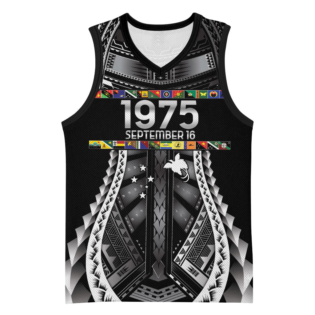 Independen Stet bilong Papua Niugini 1975 Basketball Jersey Black Tribal Papua New Guinea Province Flag LT9 Unisex Black - Polynesian Pride