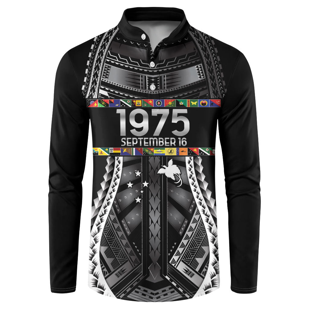 Independen Stet bilong Papua Niugini 1975 Button Sweatshirt Black Tribal Papua New Guinea Province Flag LT9 Black - Polynesian Pride