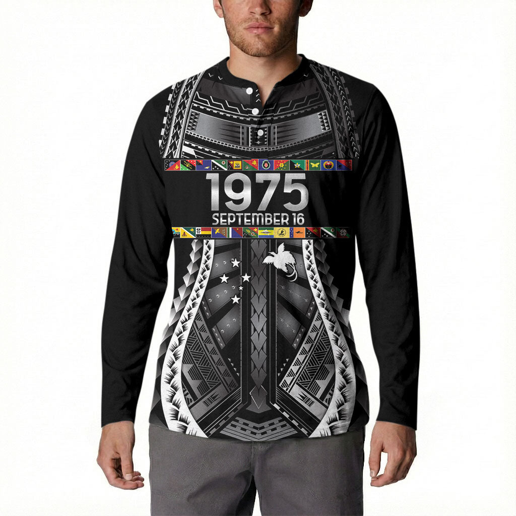 Independen Stet bilong Papua Niugini 1975 Button Sweatshirt Black Tribal Papua New Guinea Province Flag LT9 - Polynesian Pride