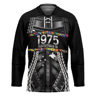 Independen Stet bilong Papua Niugini 1975 Hockey Jersey Black Tribal Papua New Guinea Province Flag LT9 Unisex Black - Polynesian Pride