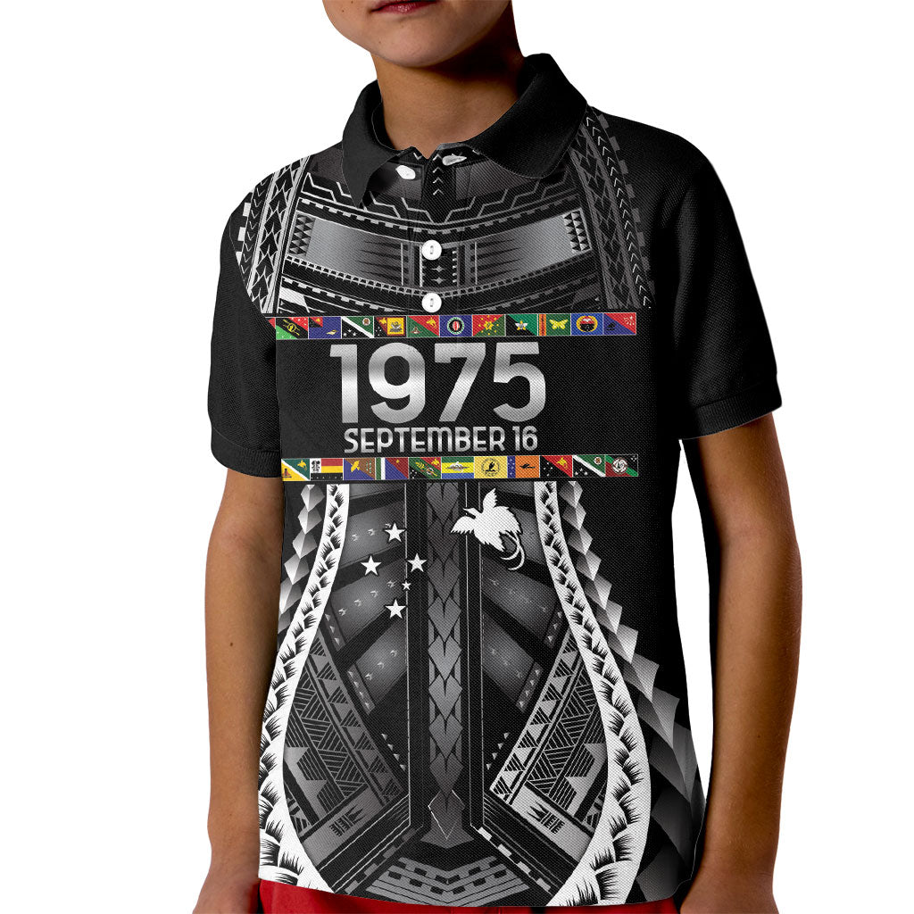 Independen Stet bilong Papua Niugini 1975 Kid Polo Shirt Black Tribal Papua New Guinea Province Flag LT9 Kid Black - Polynesian Pride