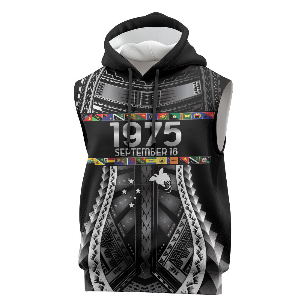 Independen Stet bilong Papua Niugini 1975 Sleeveless Hoodie Black Tribal Papua New Guinea Province Flag LT9 Black - Polynesian Pride