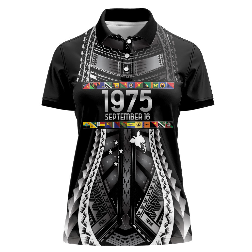 Independen Stet bilong Papua Niugini 1975 Women Polo Shirt Black Tribal Papua New Guinea Province Flag LT9 Female Black - Polynesian Pride
