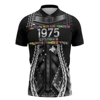 Independen Stet bilong Papua Niugini 1975 Zipper Polo Shirt Black Tribal Papua New Guinea Province Flag LT9 Black - Polynesian Pride