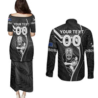 Custom New Zealand Aotearoa Rugby Couples Matching Puletasi Dress and Long Sleeve Button Shirts Black Fern Maori Tribal Sporty Style LT9 - Polynesian Pride