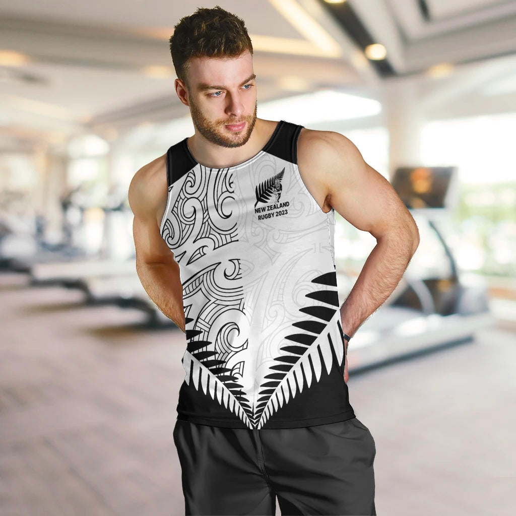 Custom New Zealand Rugby Men Tank Top Proud Aoteroa Stylised Maori Koru LT9 - Polynesian Pride