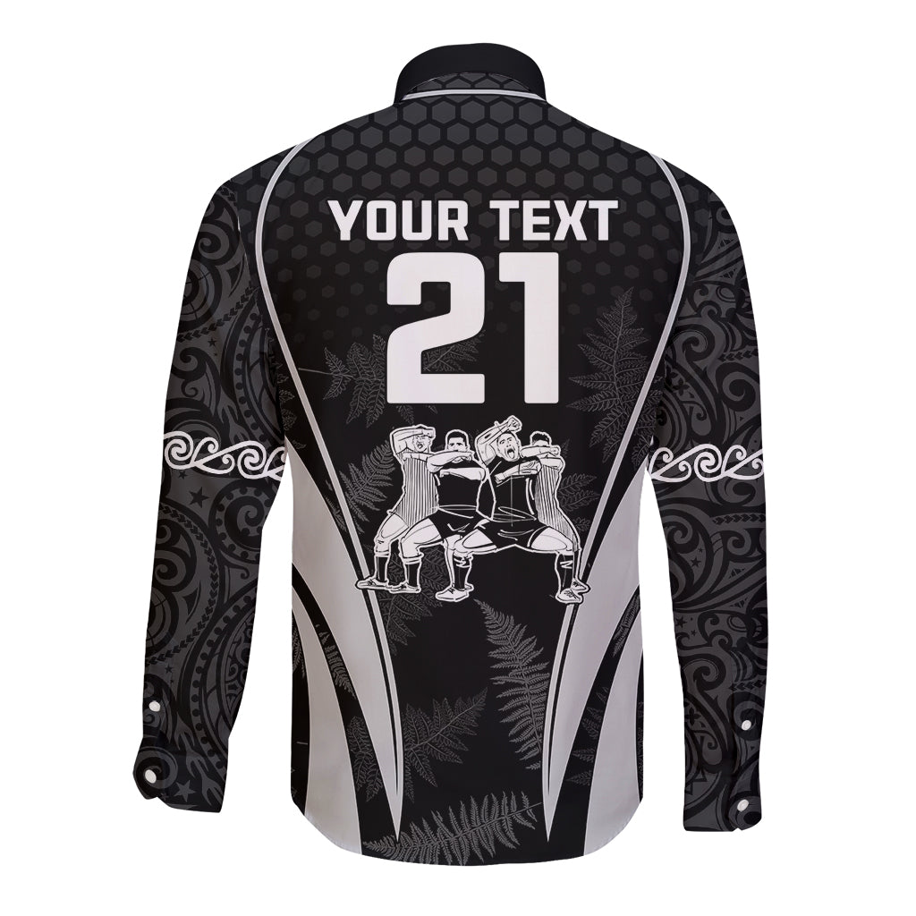 Custom New Zealand Aotearoa Rugby Long Sleeve Button Shirt Haka Dance Mixed Silver Fern Sporty Style LT9 - Polynesian Pride