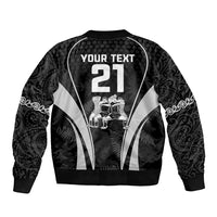 Custom New Zealand Aotearoa Rugby Sleeve Zip Bomber Jacket Haka Dance Mixed Silver Fern Sporty Style LT9 - Polynesian Pride