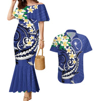 FSM Chuuk State Polynesian Shark Tattoo Personalised Couples Matching Mermaid Dress and Hawaiian Shirt LT9 Blue - Polynesian Pride