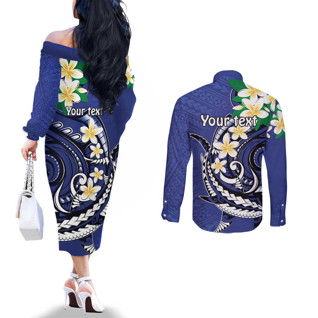 FSM Chuuk State Polynesian Shark Tattoo Personalised Couples Matching Off The Shoulder Long Sleeve Dress and Long Sleeve Button Shirt LT9 - Polynesian Pride