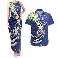 FSM Chuuk State Polynesian Shark Tattoo Personalised Couples Matching Tank Maxi Dress and Hawaiian Shirt LT9 Blue - Polynesian Pride