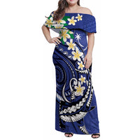 FSM Chuuk State Polynesian Shark Tattoo Personalised Family Matching Off Shoulder Maxi Dress and Hawaiian Shirt LT9 Mom's Dress Blue - Polynesian Pride