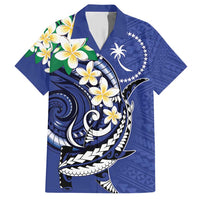 FSM Chuuk State Polynesian Shark Tattoo Personalised Family Matching Short Sleeve Bodycon Dress and Hawaiian Shirt LT9 Dad's Shirt - Short Sleeve Blue - Polynesian Pride