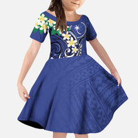 FSM Chuuk State Polynesian Shark Tattoo Personalised Family Matching Summer Maxi Dress and Hawaiian Shirt LT9 Daughter's Dress Blue - Polynesian Pride
