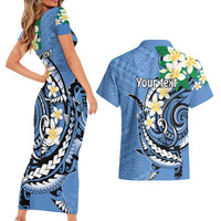 FSM Kosrae Polynesian Shark Tattoo Personalised Couples Matching Short Sleeve Bodycon Dress and Hawaiian Shirt LT9 - Polynesian Pride
