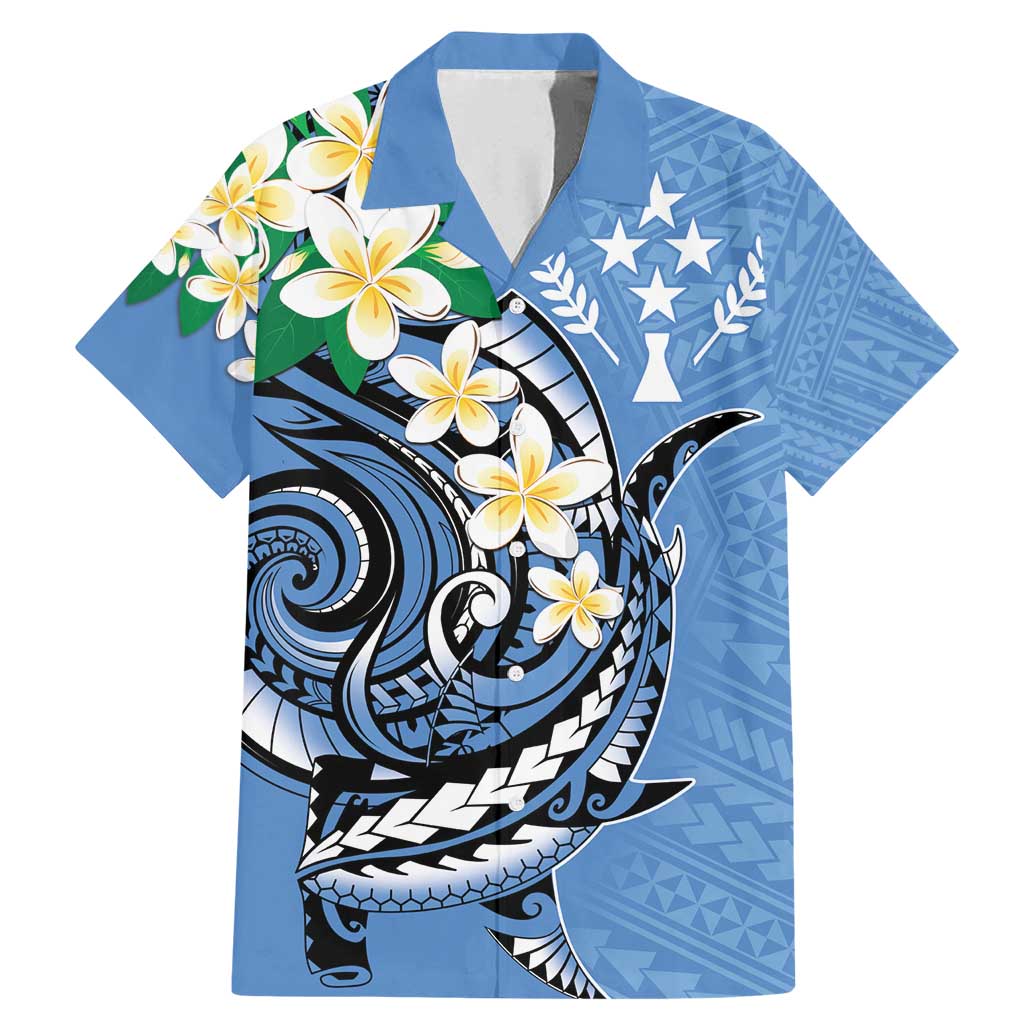 FSM Kosrae Polynesian Shark Tattoo Personalised Family Matching Mermaid Dress and Hawaiian Shirt LT9 Dad's Shirt - Short Sleeve Blue - Polynesian Pride