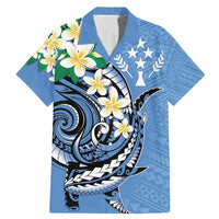 FSM Kosrae Polynesian Shark Tattoo Personalised Family Matching Mermaid Dress and Hawaiian Shirt LT9 Dad's Shirt - Short Sleeve Blue - Polynesian Pride