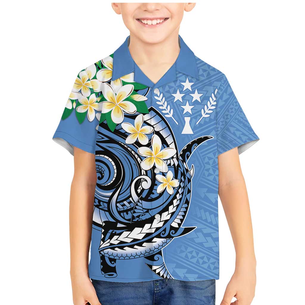 FSM Kosrae Polynesian Shark Tattoo Personalised Family Matching Mermaid Dress and Hawaiian Shirt LT9 Son's Shirt Blue - Polynesian Pride