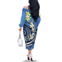 FSM Kosrae Polynesian Shark Tattoo Personalised Family Matching Off The Shoulder Long Sleeve Dress and Hawaiian Shirt LT9 - Polynesian Pride