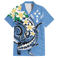 FSM Kosrae Polynesian Shark Tattoo Personalised Family Matching Off Shoulder Maxi Dress and Hawaiian Shirt LT9 Dad's Shirt - Short Sleeve Blue - Polynesian Pride