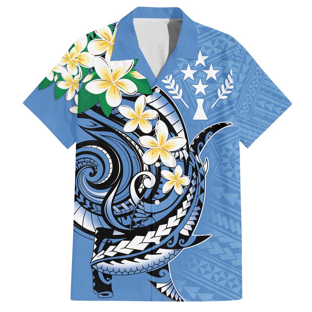 FSM Kosrae Polynesian Shark Tattoo Personalised Family Matching Summer Maxi Dress and Hawaiian Shirt LT9 Dad's Shirt - Short Sleeve Blue - Polynesian Pride