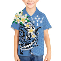 FSM Kosrae Polynesian Shark Tattoo Personalised Family Matching Summer Maxi Dress and Hawaiian Shirt LT9 Son's Shirt Blue - Polynesian Pride
