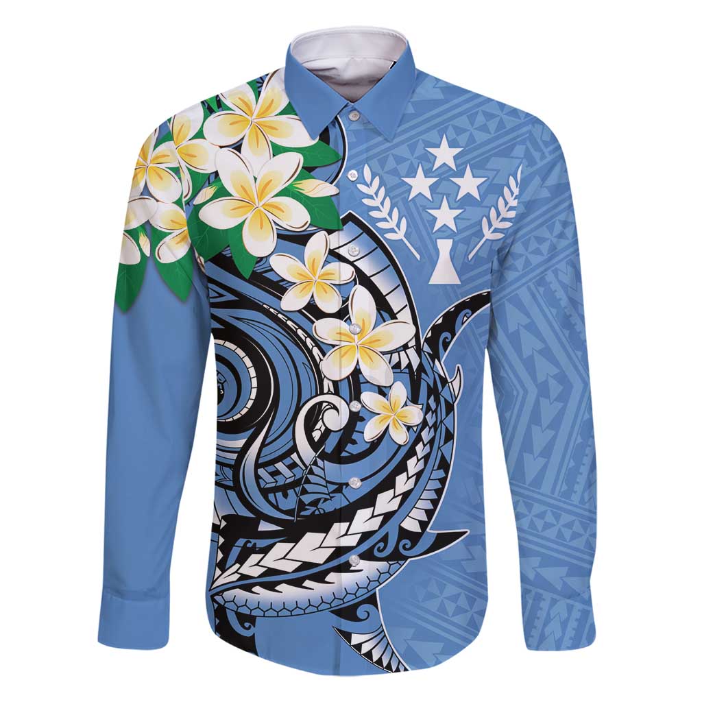 FSM Kosrae Polynesian Shark Tattoo Personalised Family Matching Tank Maxi Dress and Hawaiian Shirt LT9 Dad's Shirt - Long Sleeve Blue - Polynesian Pride