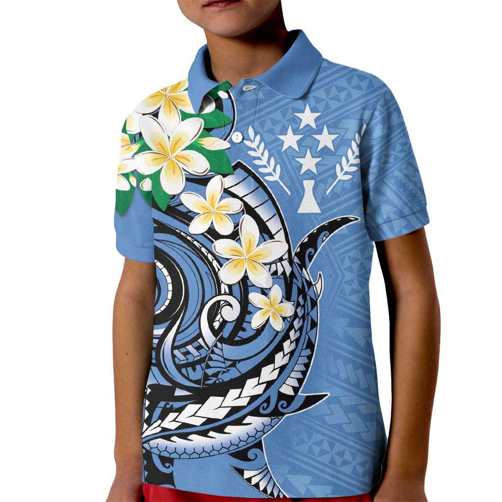 FSM Kosrae Polynesian Shark Tattoo Personalised Kid Polo Shirt LT9 Kid Blue - Polynesian Pride