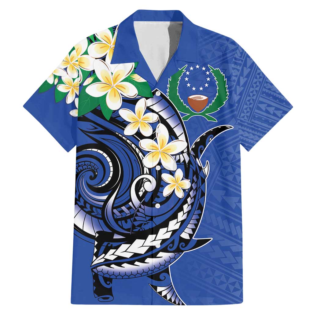 FSM Pohnpei Polynesian Shark Tattoo Personalised Family Matching Mermaid Dress and Hawaiian Shirt LT9 Dad's Shirt - Short Sleeve Blue - Polynesian Pride