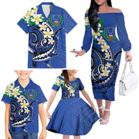 FSM Pohnpei Polynesian Shark Tattoo Personalised Family Matching Off The Shoulder Long Sleeve Dress and Hawaiian Shirt LT9 - Polynesian Pride