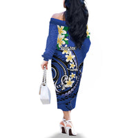 FSM Pohnpei Polynesian Shark Tattoo Personalised Family Matching Off The Shoulder Long Sleeve Dress and Hawaiian Shirt LT9 - Polynesian Pride