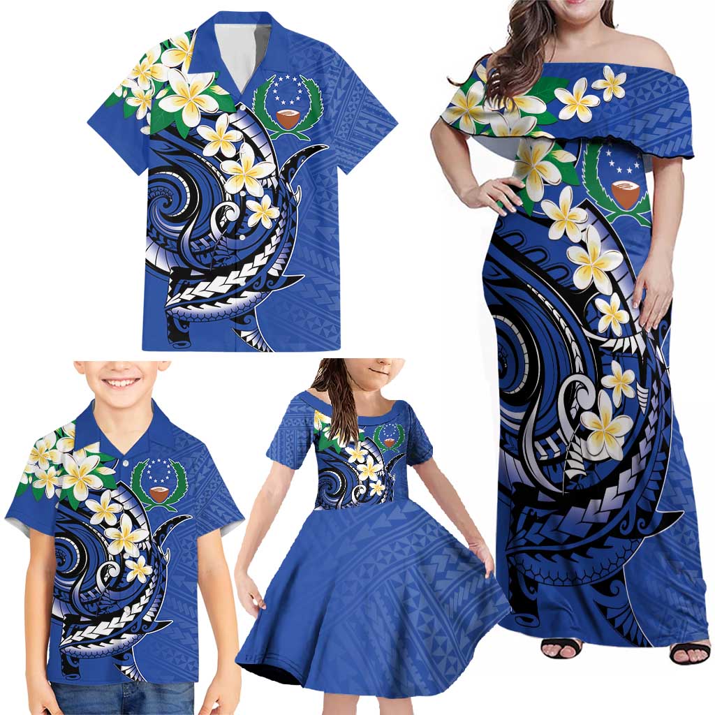 FSM Pohnpei Polynesian Shark Tattoo Personalised Family Matching Off Shoulder Maxi Dress and Hawaiian Shirt LT9 - Polynesian Pride
