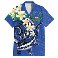 FSM Pohnpei Polynesian Shark Tattoo Personalised Family Matching Off Shoulder Maxi Dress and Hawaiian Shirt LT9 Dad's Shirt - Short Sleeve Blue - Polynesian Pride