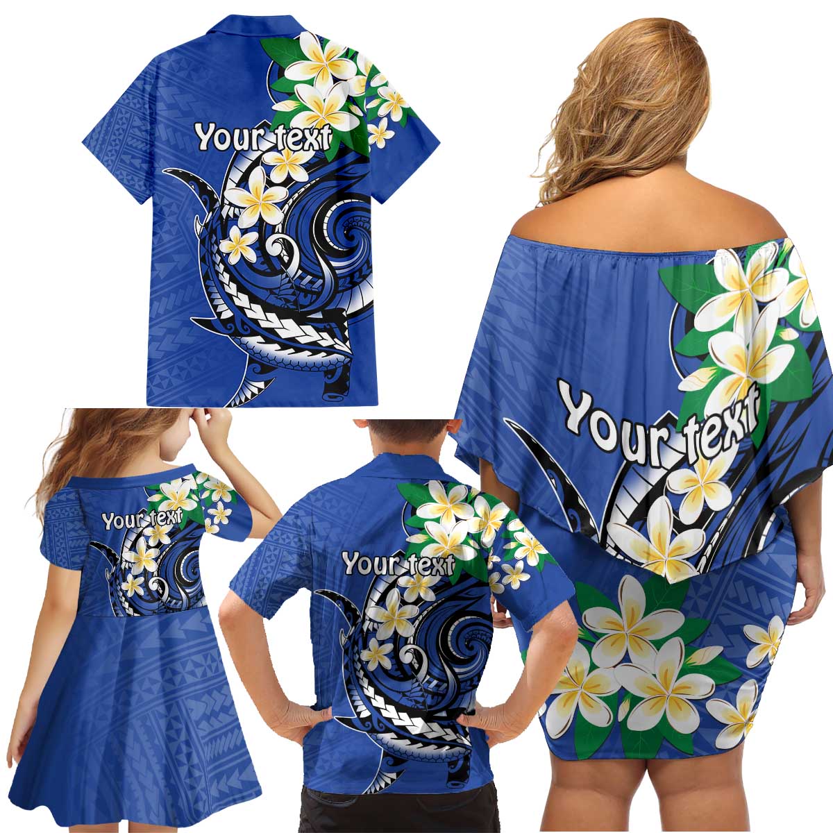 FSM Pohnpei Polynesian Shark Tattoo Personalised Family Matching Off Shoulder Short Dress and Hawaiian Shirt LT9 - Polynesian Pride